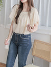 Square Neck Blouse 溫柔方領傘袖上衣/ TP9176