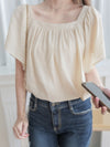 Square Neck Blouse 溫柔方領傘袖上衣/ TP9176
