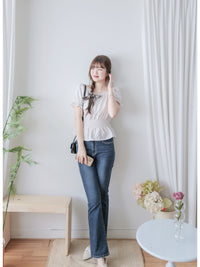 Textured Floral Shirring Top 輕柔印花壓紋荷葉邊上衣/ TP9179