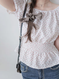 Textured Floral Shirring Top 輕柔印花壓紋荷葉邊上衣/ TP9179