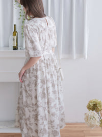 Bloom Dress 焦糖線條印花口袋修腰連身裙/ DS9965