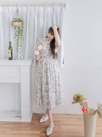 Bloom Dress 焦糖線條印花口袋修腰連身裙/ DS9965