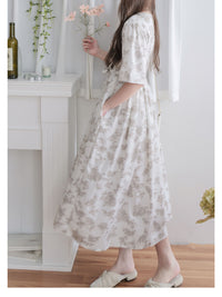 Bloom Dress 焦糖線條印花口袋修腰連身裙/ DS9965