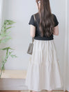 Stripe Ribbon Skirt 法式條紋層次長裙/ SK8903
