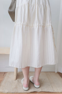 Stripe Ribbon Skirt 法式條紋層次長裙/ SK8903
