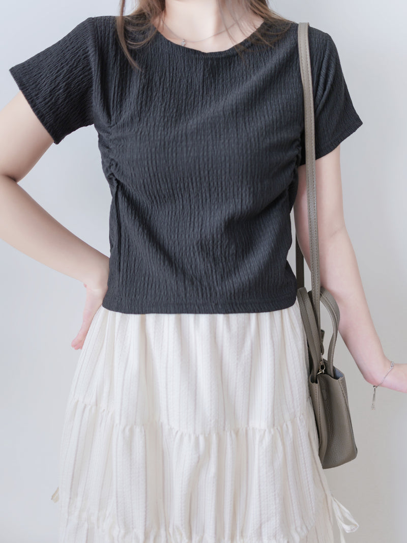 Textured Tee 防皺紋理抓褶短袖上衣/ TP9177  （pre-order)