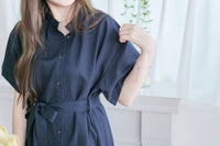 （售完即止) Navy Dress 深藍修腰側開叉連身裙/ DS9977