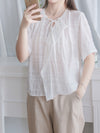 champagne Ribbon Blouse 輕柔質感繫帶紋理上衣/ BU9112