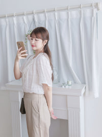 champagne Ribbon Blouse 輕柔質感繫帶紋理上衣/ BU9112
