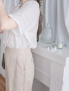 champagne Ribbon Blouse 輕柔質感繫帶紋理上衣/ BU9112