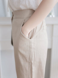 Linen-blend Wide-leg Pants 質感棉麻闊腿褲/ PT8468