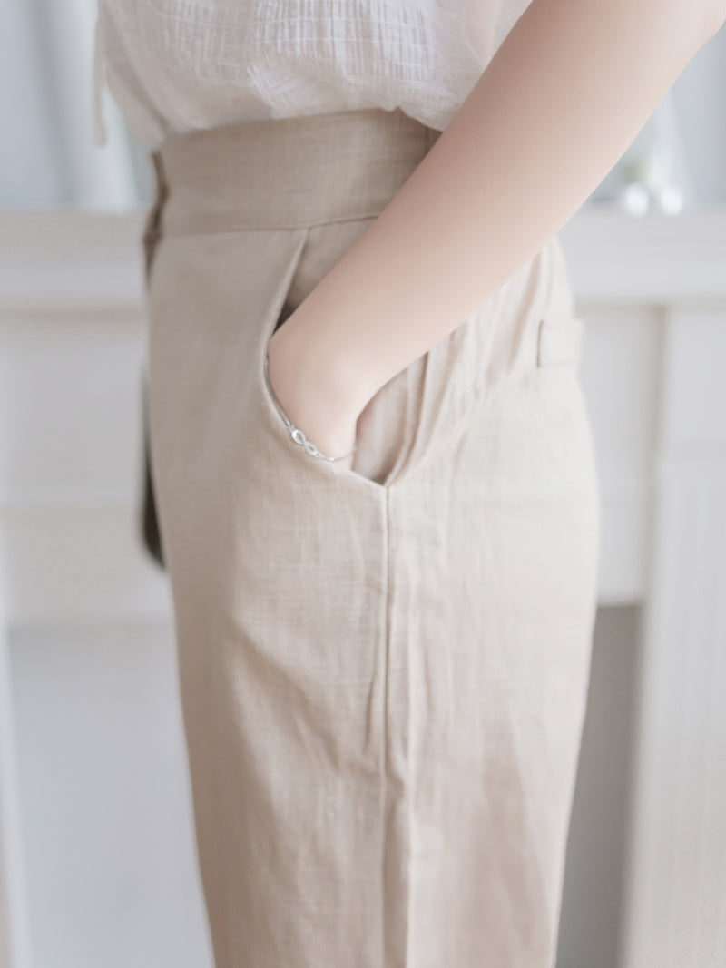 Linen-blend Wide-leg Pants 質感棉麻闊腿褲/ PT8468