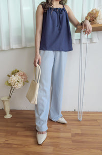 （夏日牛仔褲）顯瘦寬鬆闊腳夏日輕薄牛仔褲, Pants/ PT8428
