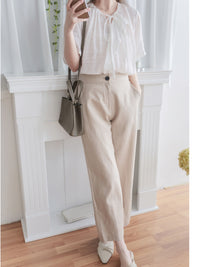 Linen-blend Wide-leg Pants 質感棉麻闊腿褲/ PT8468