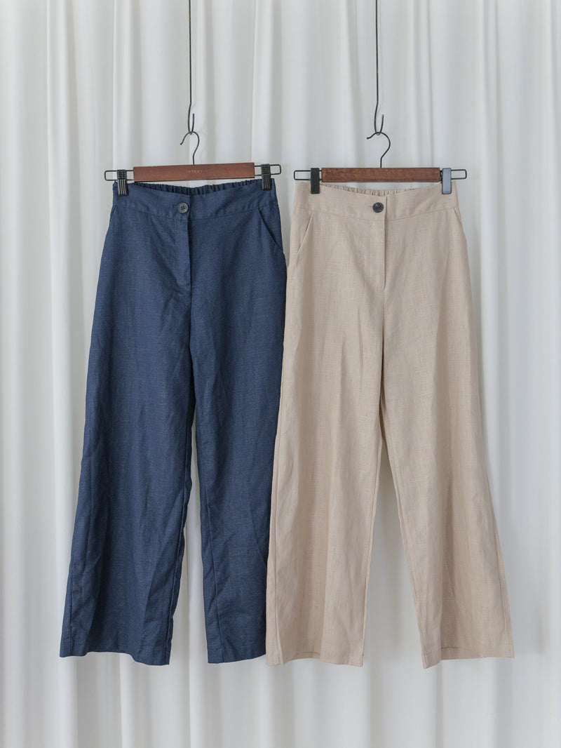Linen-blend Wide-leg Pants 質感棉麻闊腿褲/ PT8468