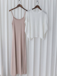 Duo Dress 疊穿隨性奶茶兩件套連身裙/ SE8081
