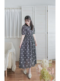 Cloud Floral Dress 雲朵感印花條紋連身裙/ DS9979 (pre-order 8月25截單)