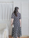 Cloud Floral Dress 雲朵感印花條紋連身裙/ DS9979 (pre-order 8月25截單)