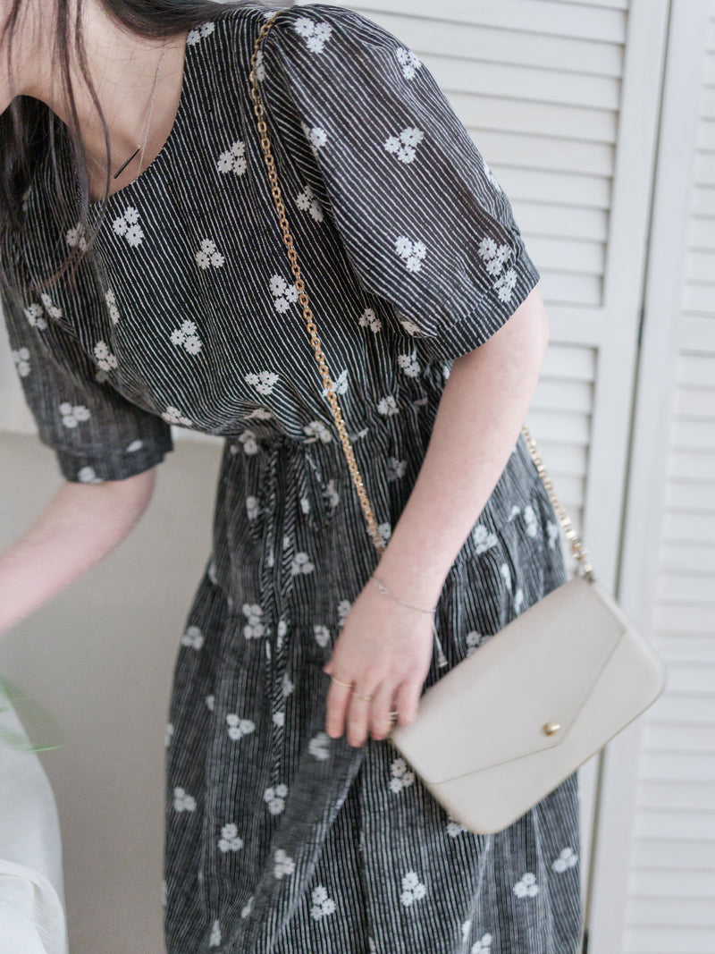 Cloud Floral Dress 雲朵感印花條紋連身裙/ DS9979 (pre-order 8月25截單)