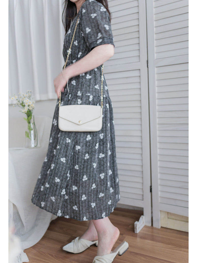 Cloud Floral Dress 雲朵感印花條紋連身裙/ DS9979 (pre-order 8月25截單)
