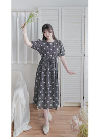 Cloud Floral Dress 雲朵感印花條紋連身裙/ DS9979 (pre-order 8月25截單)