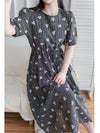 Cloud Floral Dress 雲朵感印花條紋連身裙/ DS9979 (pre-order 8月25截單)