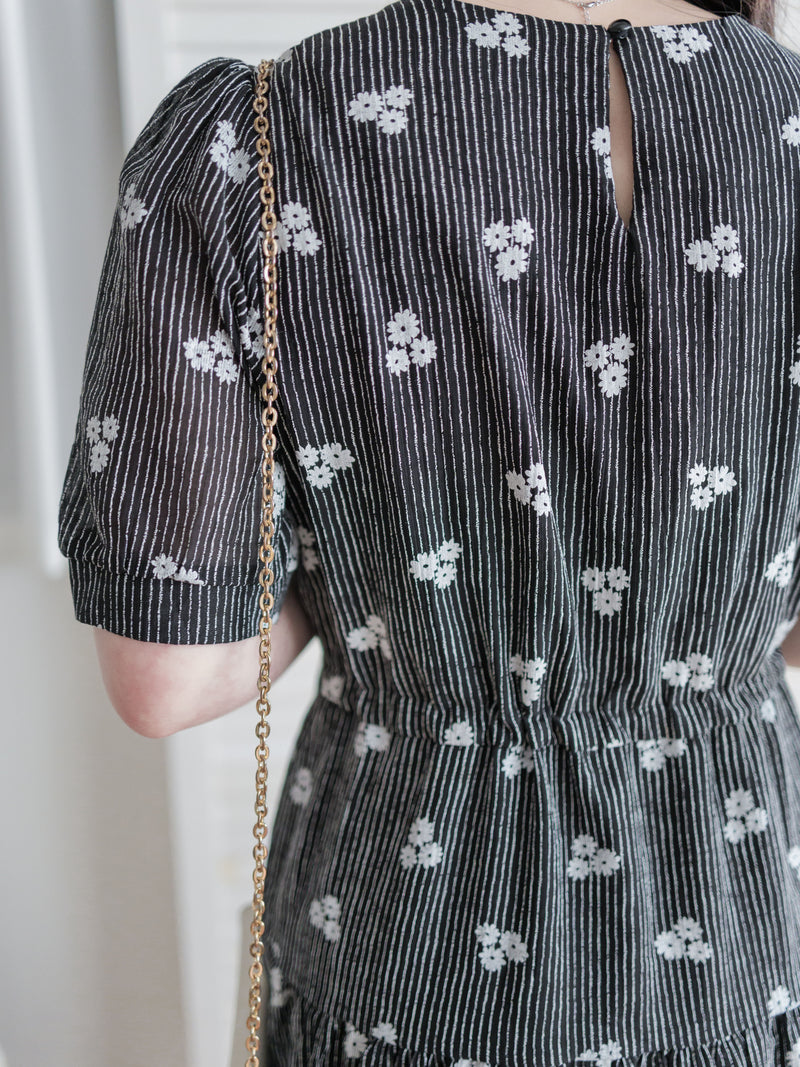 Cloud Floral Dress 雲朵感印花條紋連身裙/ DS9979 (pre-order 8月25截單)