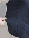 Spliced Blouse 深藍拼接設計不貼假修腰上衣/ BU9114