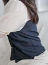 Spliced Blouse 深藍拼接設計不貼假修腰上衣/ BU9114