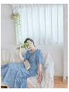 Square Neck Floral Dress 單色光影印花方領口袋連身裙/ DS9975