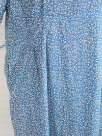 Square Neck Floral Dress 單色光影印花方領口袋連身裙/ DS9975