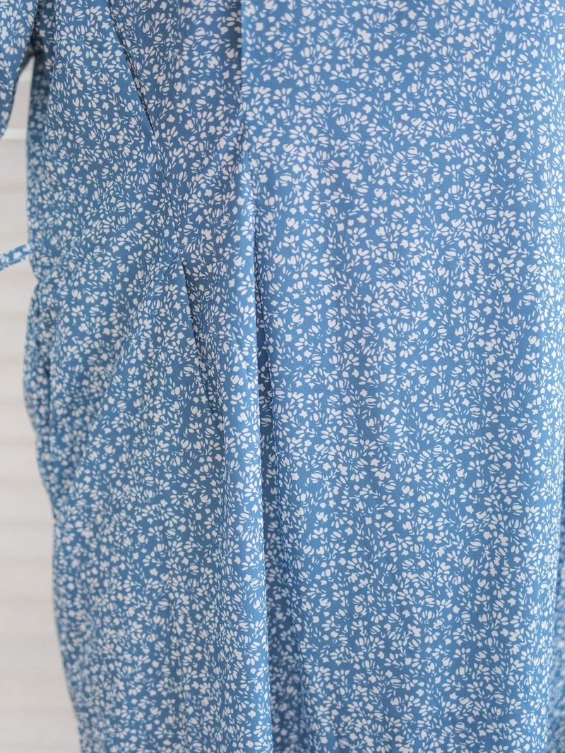 Square Neck Floral Dress 單色光影印花方領口袋連身裙/ DS9975