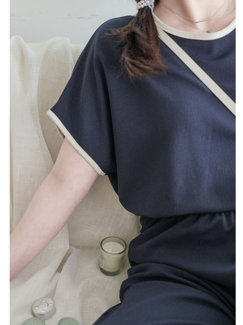 Minimal Navy Set 簡約拼色設計深藍套裝/ SE8084 (pre-order 8月25截單)