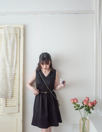 (腰 33"）Vest 不規則金屬扣腰帶口袋背心裙, Dress/ DS9506 (black sold out)