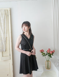 (腰 33"）Vest 不規則金屬扣腰帶口袋背心裙, Dress/ DS9506 (black sold out)