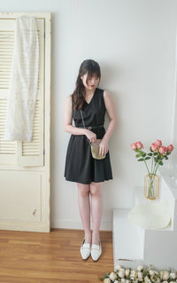 (腰 33"）Vest 不規則金屬扣腰帶口袋背心裙, Dress/ DS9506 (black sold out)