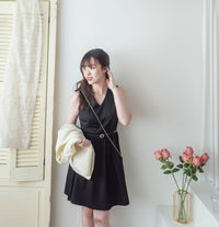 (腰 33"）Vest 不規則金屬扣腰帶口袋背心裙, Dress/ DS9506 (black sold out)