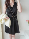 (腰 33"）Vest 不規則金屬扣腰帶口袋背心裙, Dress/ DS9506 (black sold out)