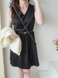 (腰 33"）Vest 不規則金屬扣腰帶口袋背心裙, Dress/ DS9506 (black sold out)