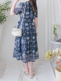 Toile Wrap Dress 暈染印花疊領連身裙/ DS9970