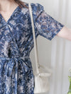 Toile Wrap Dress 暈染印花疊領連身裙/ DS9970