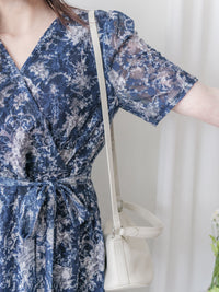 Toile Wrap Dress 暈染印花疊領連身裙/ DS9970