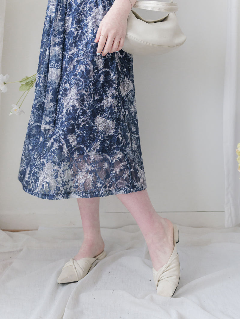 Toile Wrap Dress 暈染印花疊領連身裙/ DS9970