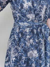 Toile Wrap Dress 暈染印花疊領連身裙/ DS9970
