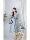 Toile Wrap Dress 暈染印花疊領連身裙/ DS9970