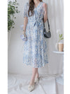 Toile Wrap Dress 暈染印花疊領連身裙/ DS9970