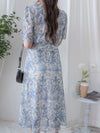 Toile Wrap Dress 暈染印花疊領連身裙/ DS9970