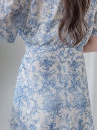 Toile Wrap Dress 暈染印花疊領連身裙/ DS9970