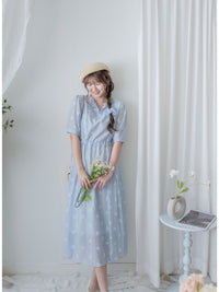 Cloud Floral Dress 雲朵感印花條紋連身裙/ DS9979 (pre-order 8月25截單)