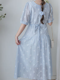 Cloud Floral Dress 雲朵感印花條紋連身裙/ DS9979 (pre-order 8月25截單)